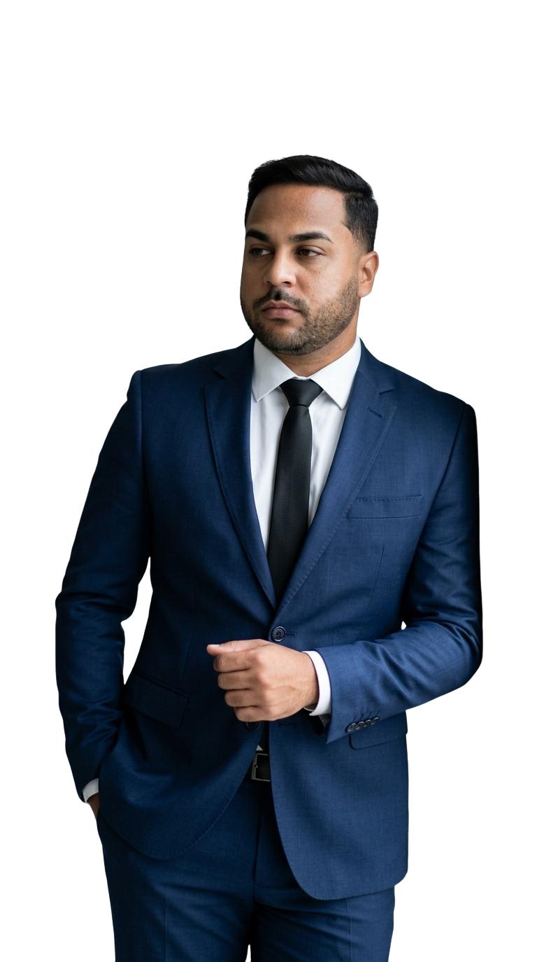 Diego Camargo em traje social para portfólio de sites e páginas